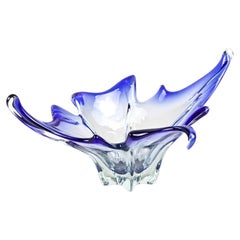 20th Century Blue/ Green Murano Glass Bowl, Sommerso, Italy ca. 1970
