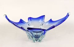 20th Century Blue/ Green Murano Glass Bowl, Sommerso, Italy ca. 1970