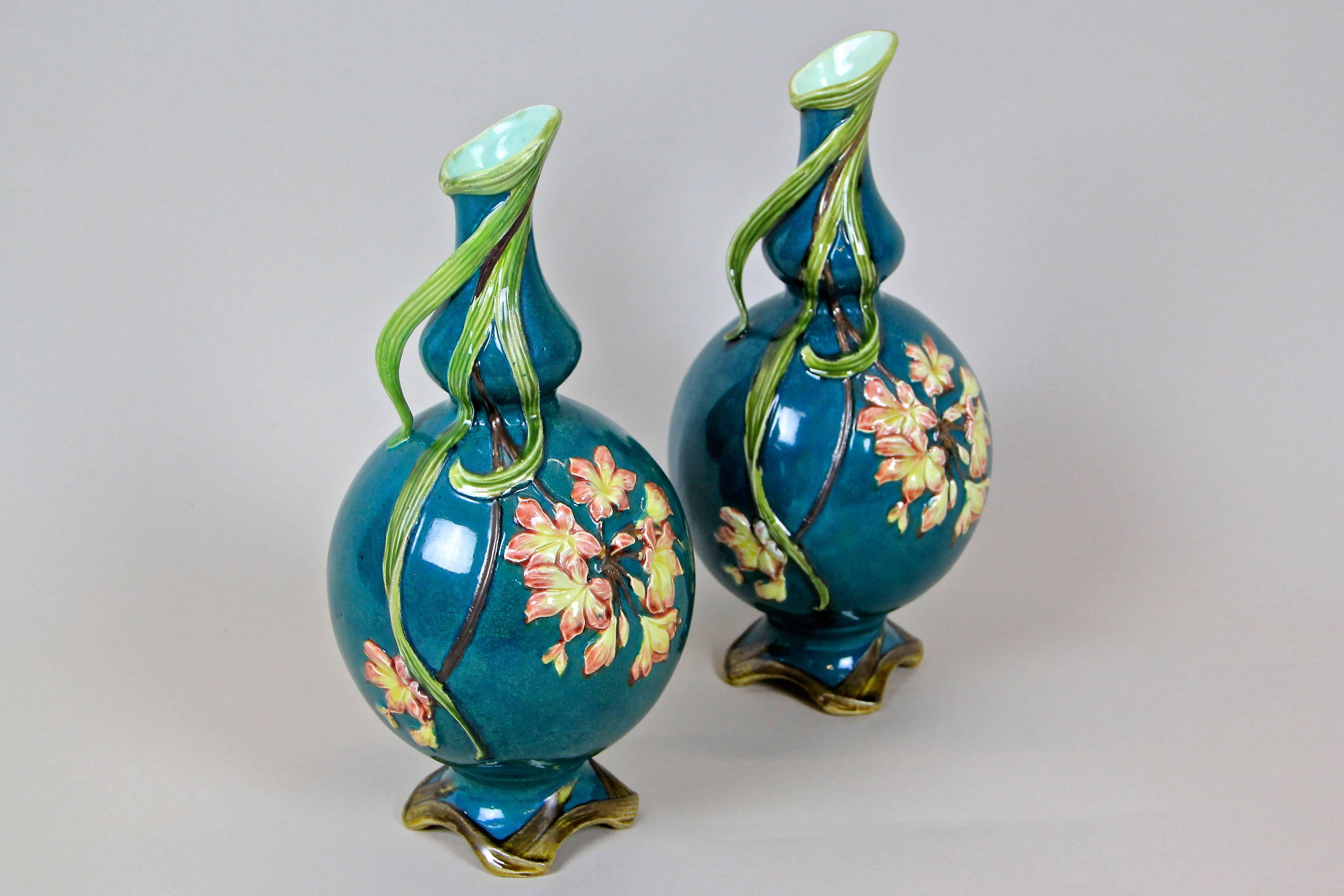 French Outstanding Pair of Art Nouveau Vases, France, circa 1910