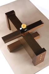 FLW Cocktail Table in Etched Bronze, Walnut and Smoked Glass by Studio Roeper