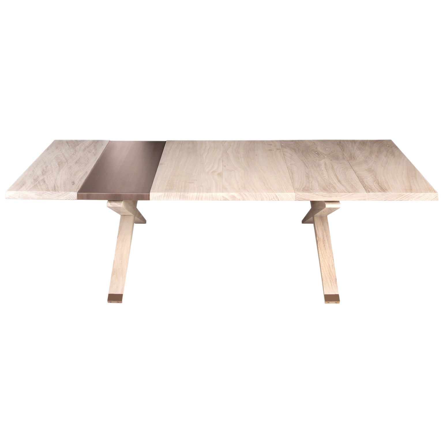 "Hollywood" Coffee Table in Snowy Elm and Brushed Bronze by Studio Roeper For Sale