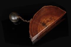 "Ball and Chain" Table in American Elm and Steel by Studio Roeper