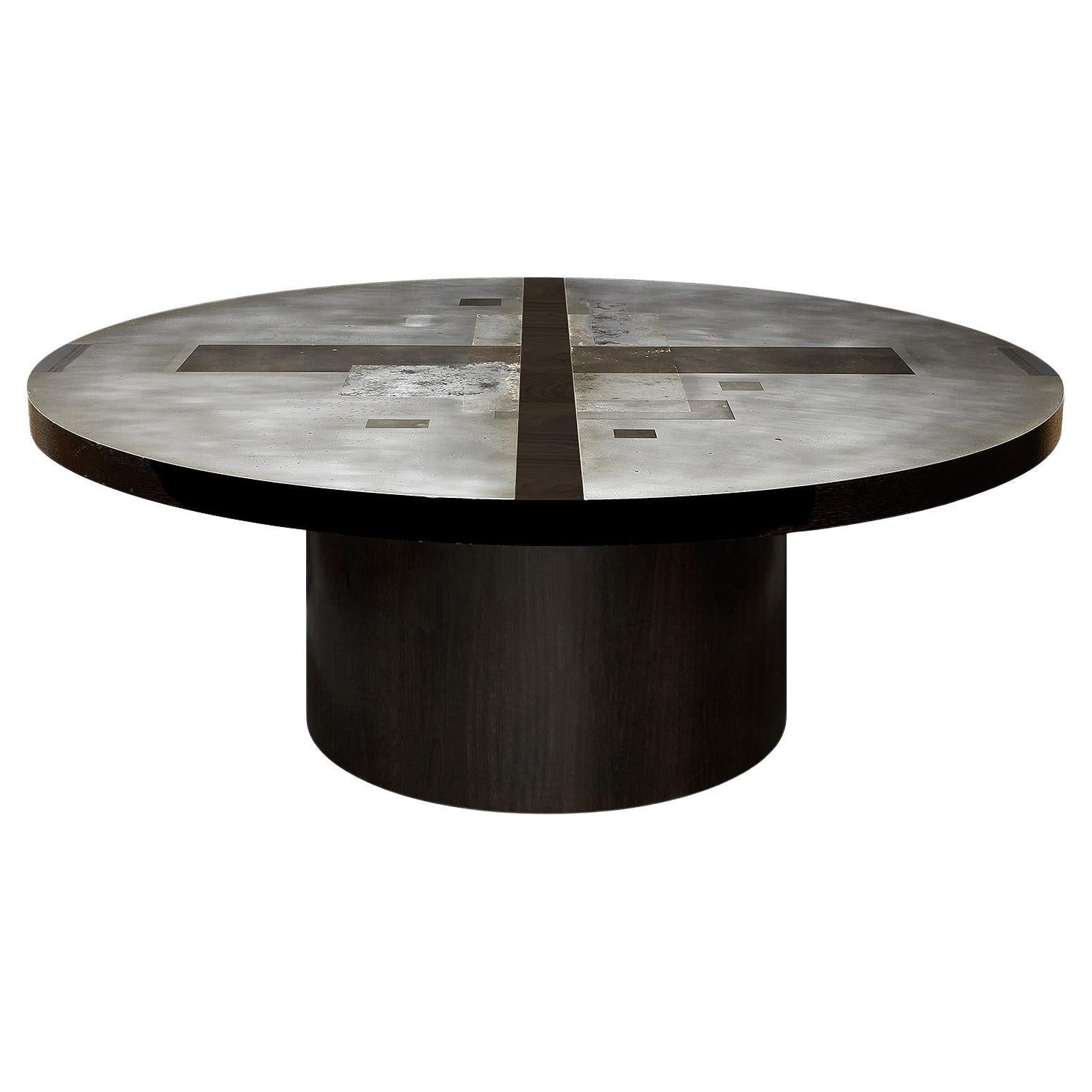 "Divided Lands" Round Table in Etched Zinc by Artist Florian Roeper