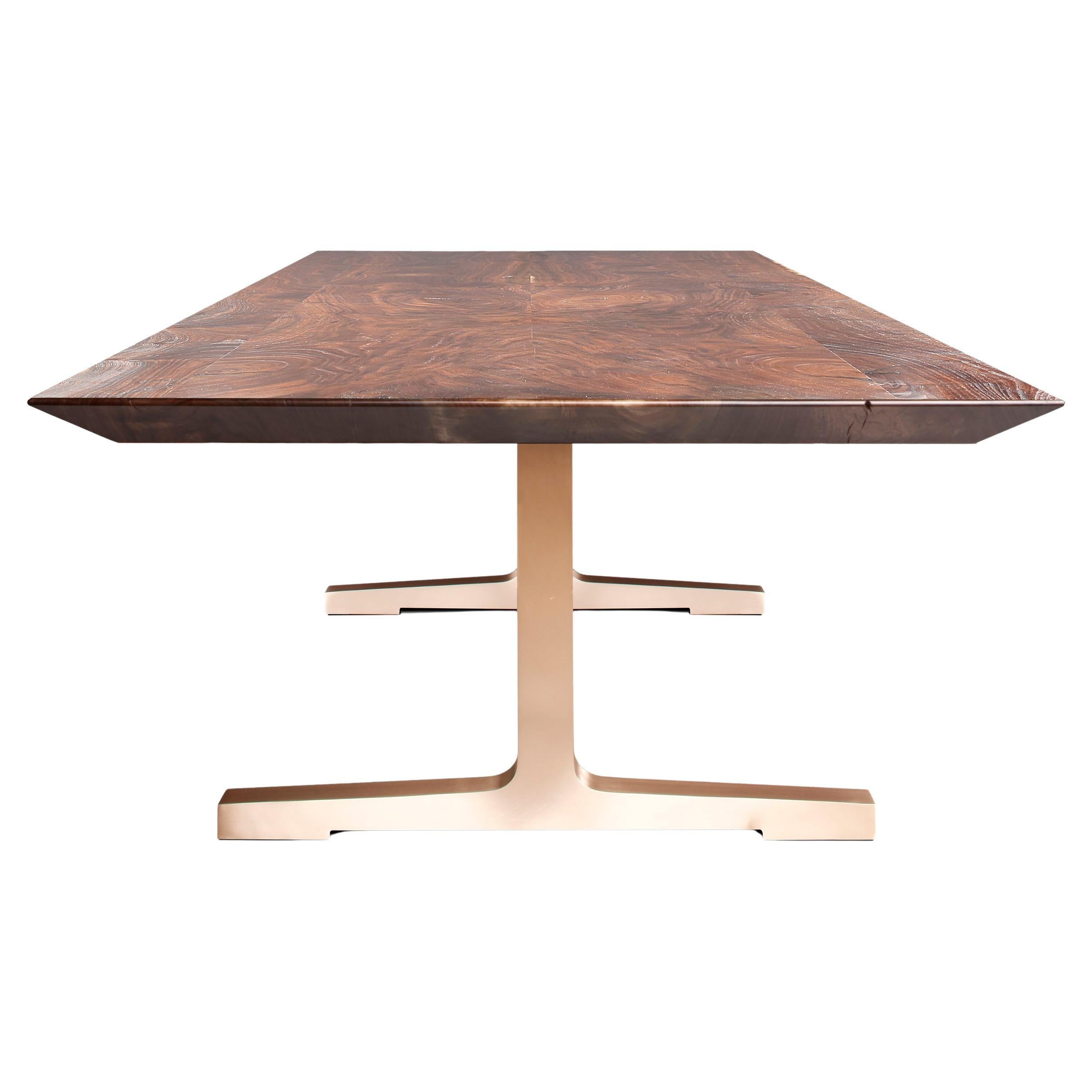 "Soho" Dining Table with Tapered Edge and Bronze Legs by Florian Roeper