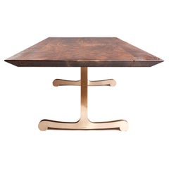"Vienna" Dining Table with Tapered Edge and Bronze Legs by Florian Roeper
