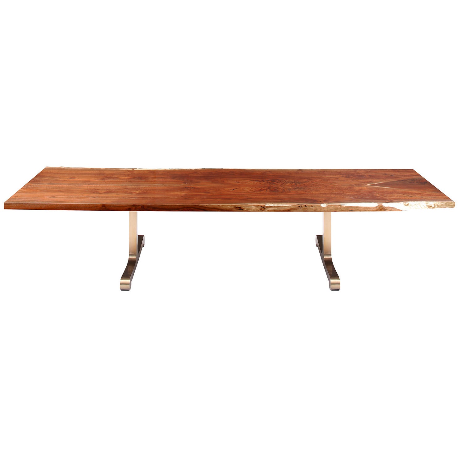 Vienna Slim Bevel Dining Table in Smoked Walnut and Cast Bronze by Studio Roeper For Sale 3
