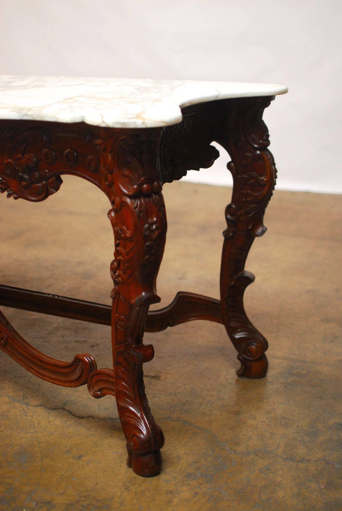 Louis XV Rococo Style Marble-Top Console Table In Excellent Condition In Rio Vista, CA