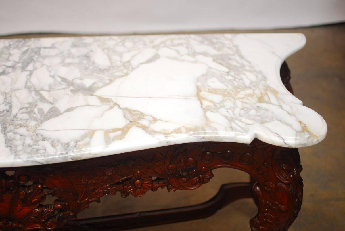 Louis XV Rococo Style Marble-Top Console Table 3