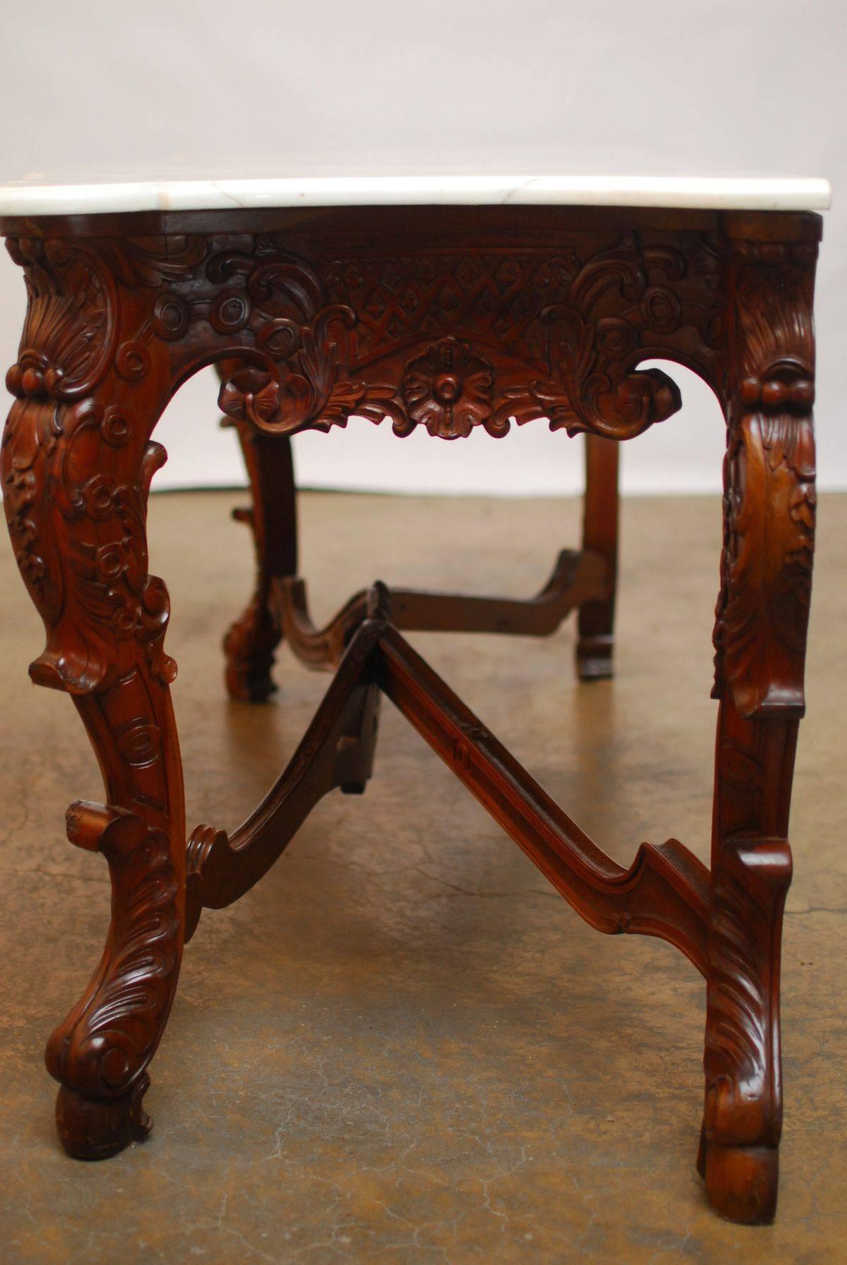 Louis XV Rococo Style Marble-Top Console Table 4