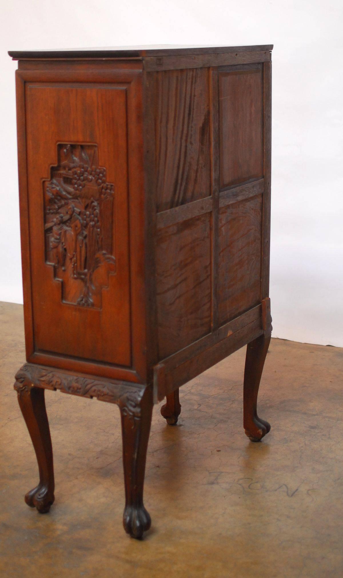 Chinese Highly Carved Liquor Cabinet on Stand 3