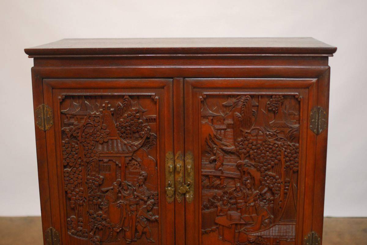 Chinese Highly Carved Liquor Cabinet on Stand 2