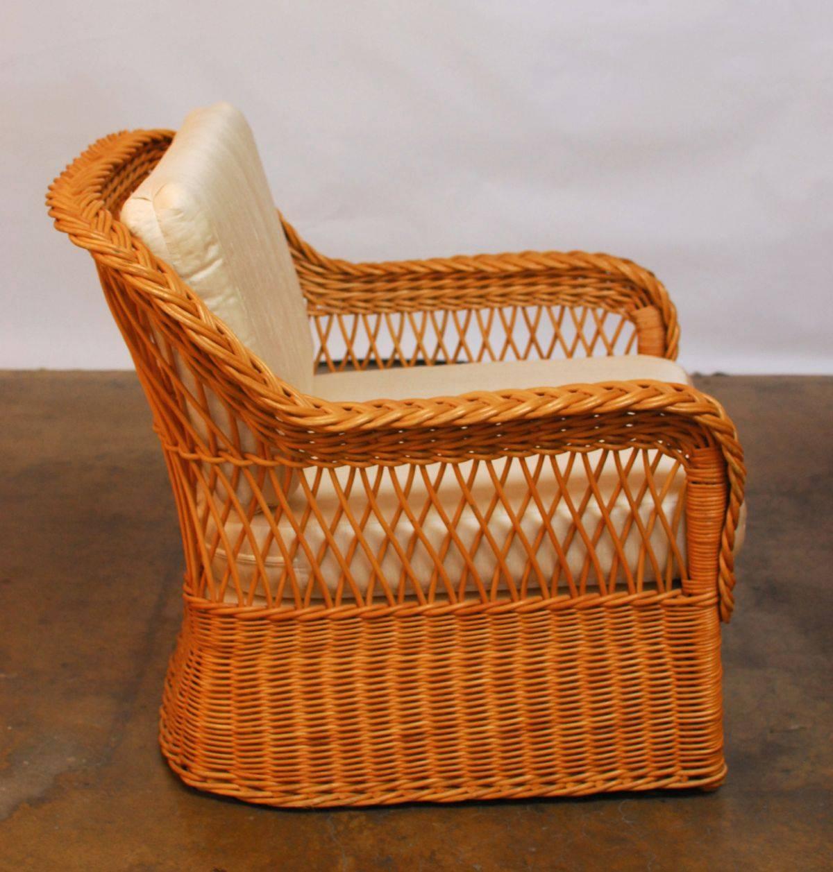 wicker chair with ottoman