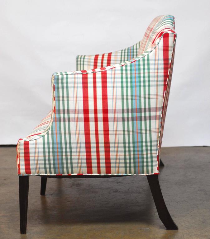Modern Sheraton Style Plaid Settee Sofa at 1stDibs