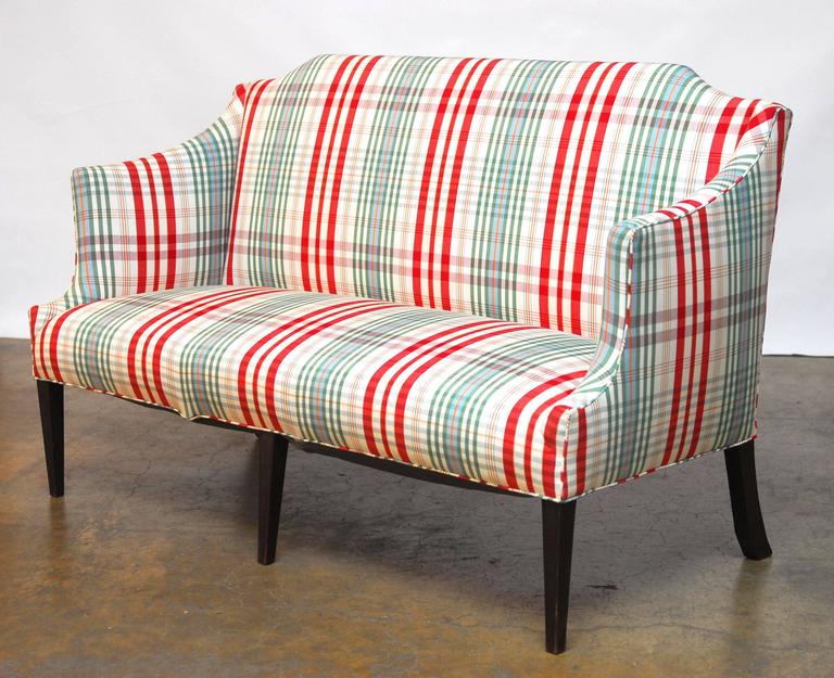 Modern Sheraton Style Plaid Settee Sofa at 1stDibs