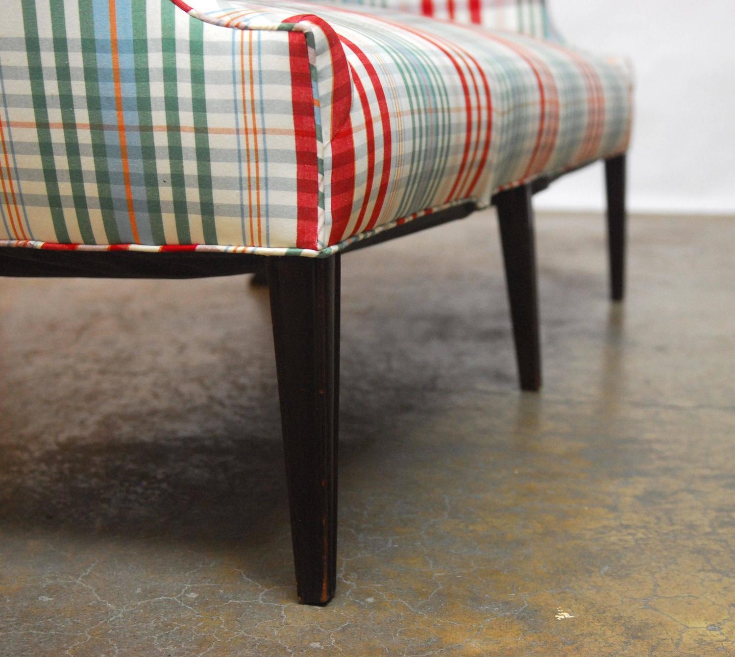 Modern Sheraton Style Plaid Settee Sofa at 1stdibs
