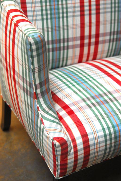 Modern Sheraton Style Plaid Settee Sofa at 1stDibs