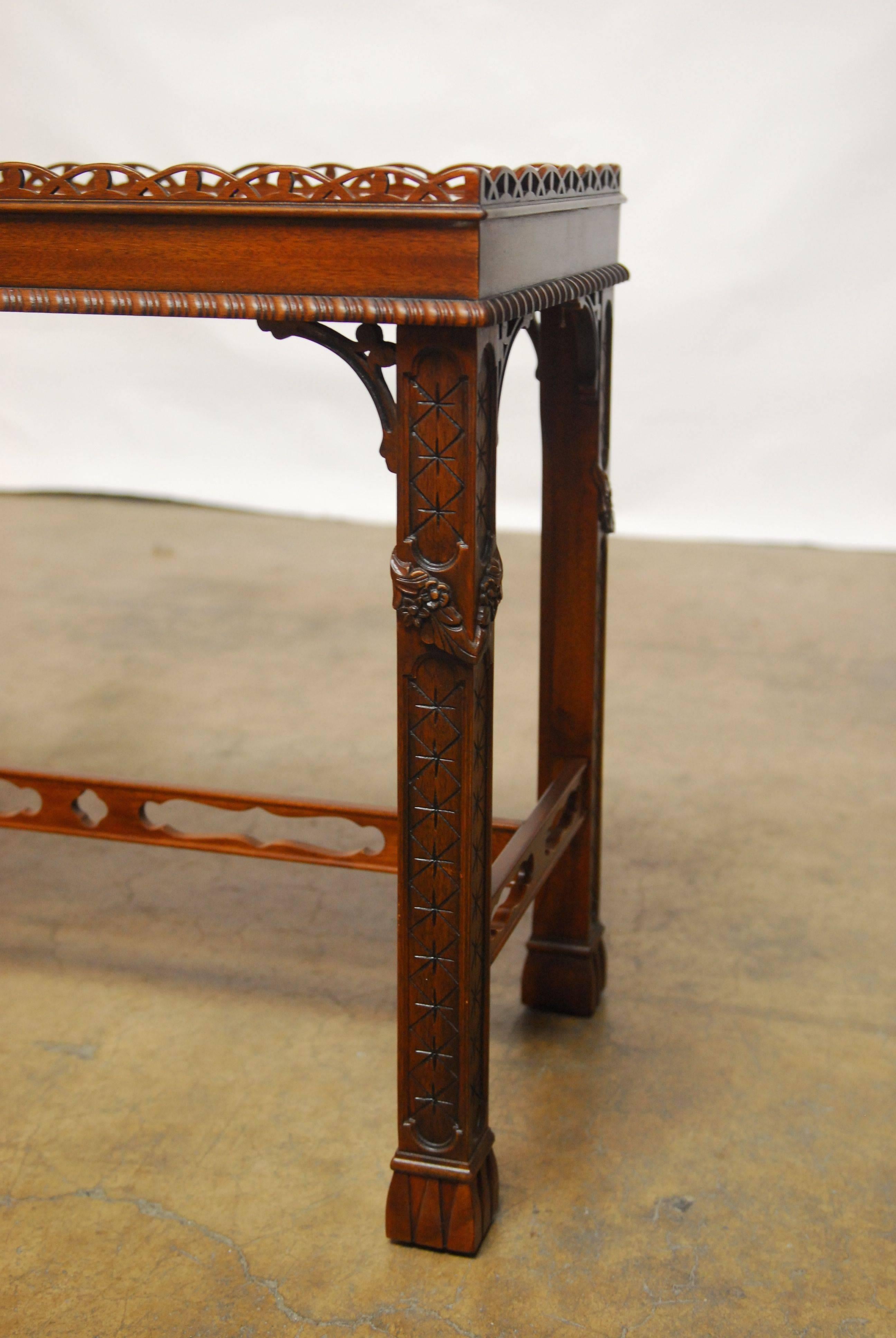 Chinese Chippendale Mahogany Console by Henredon In Excellent Condition In Rio Vista, CA