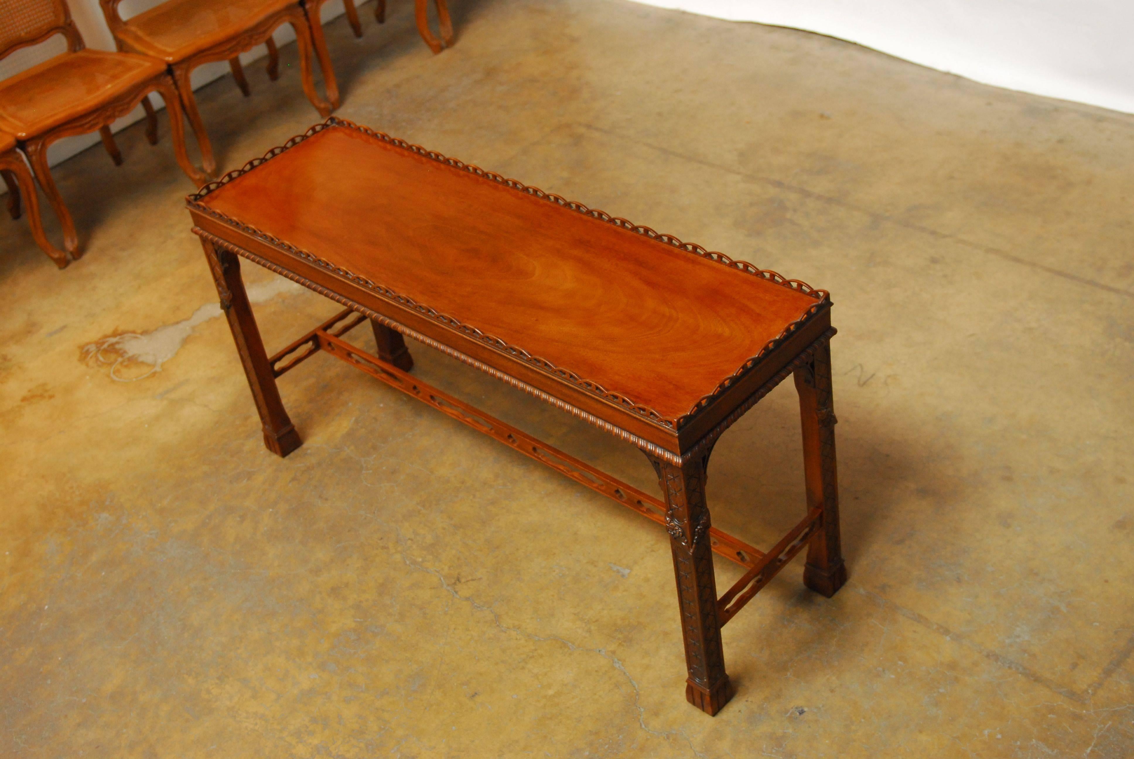 20th Century Chinese Chippendale Mahogany Console by Henredon