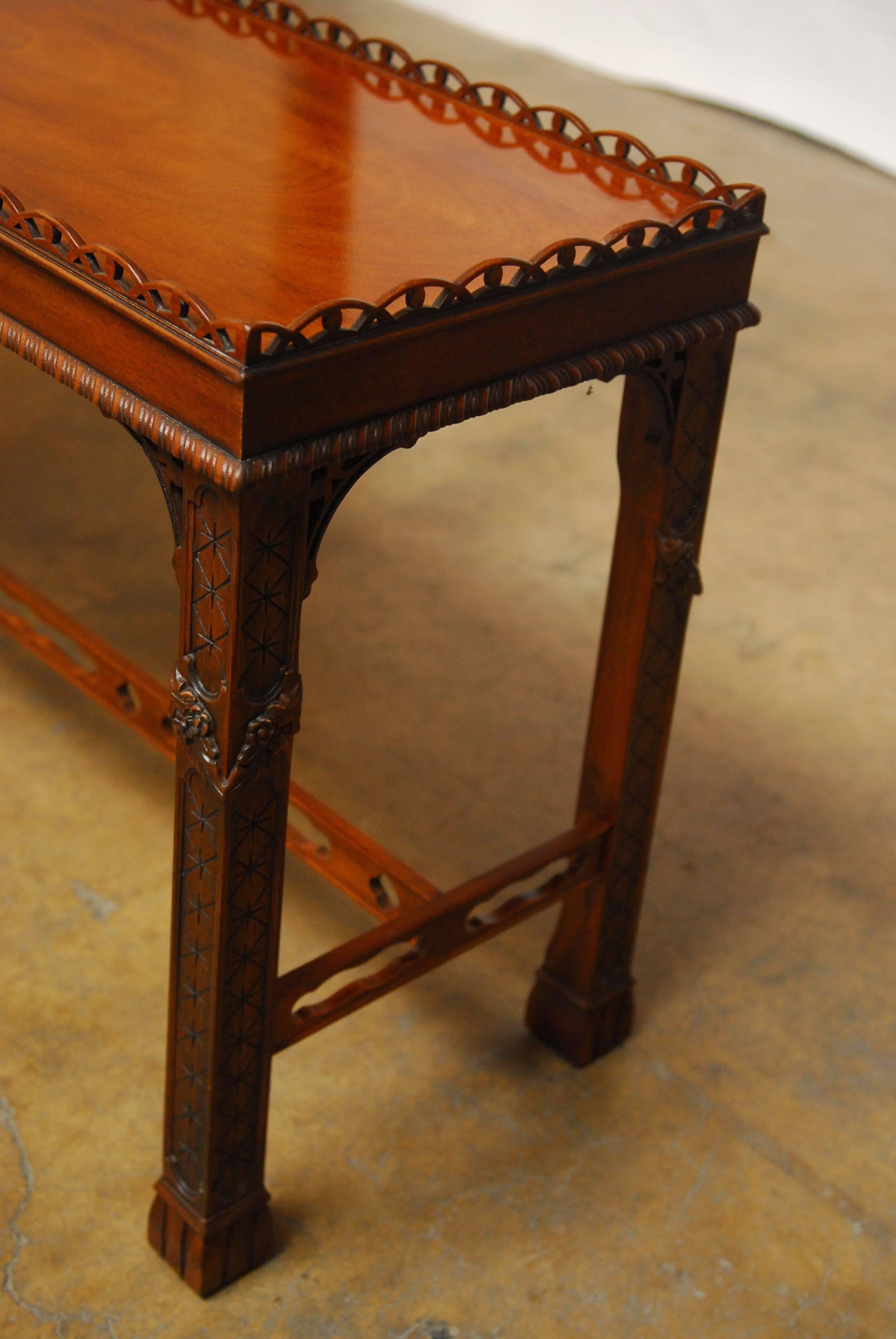 Chinese Chippendale Mahogany Console by Henredon 3