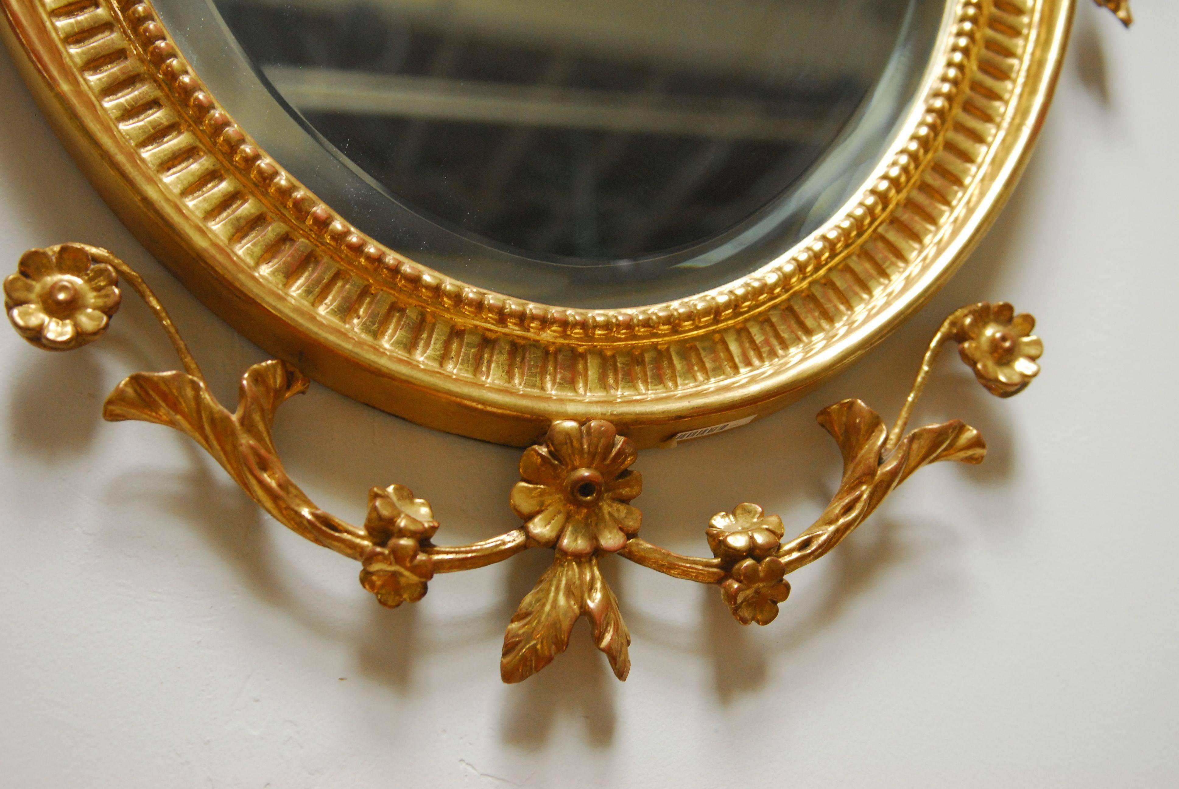 George III Adams Style Oval Giltwood Mirror In Excellent Condition In Rio Vista, CA