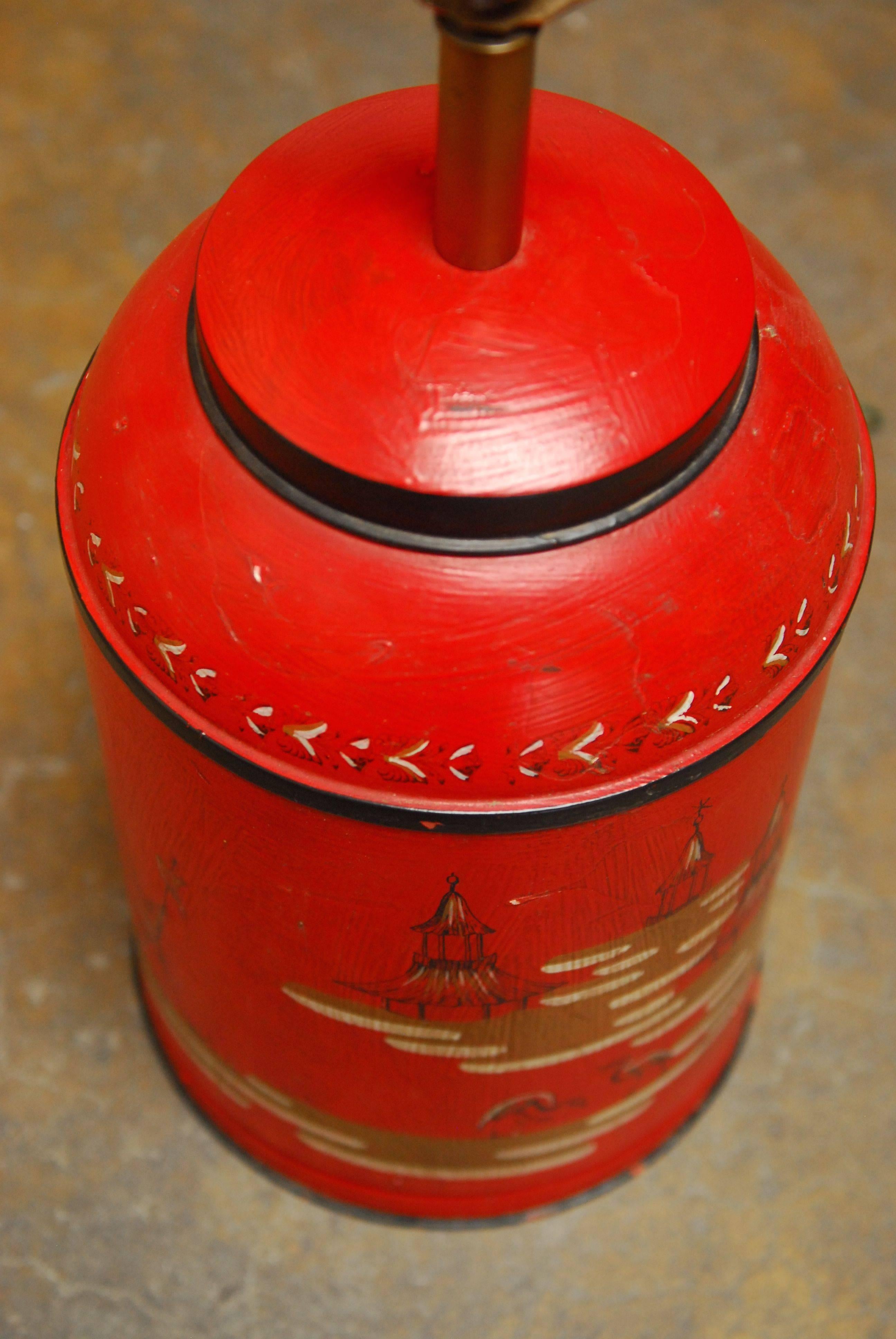 Chinoiserie Tea Canister Tole Lamp 1