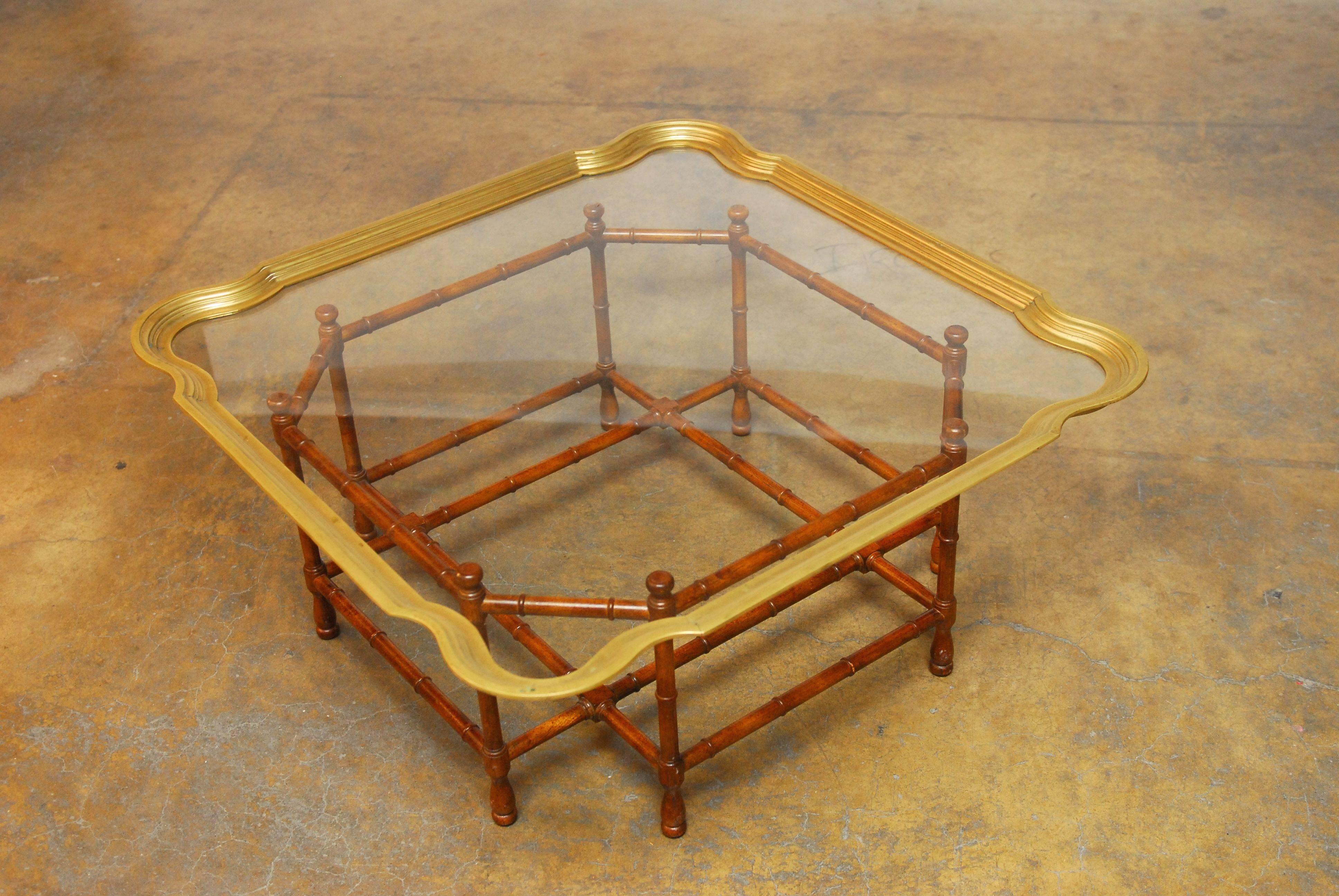 20th Century Baker Bamboo and Brass Tray Top Coffee Table
