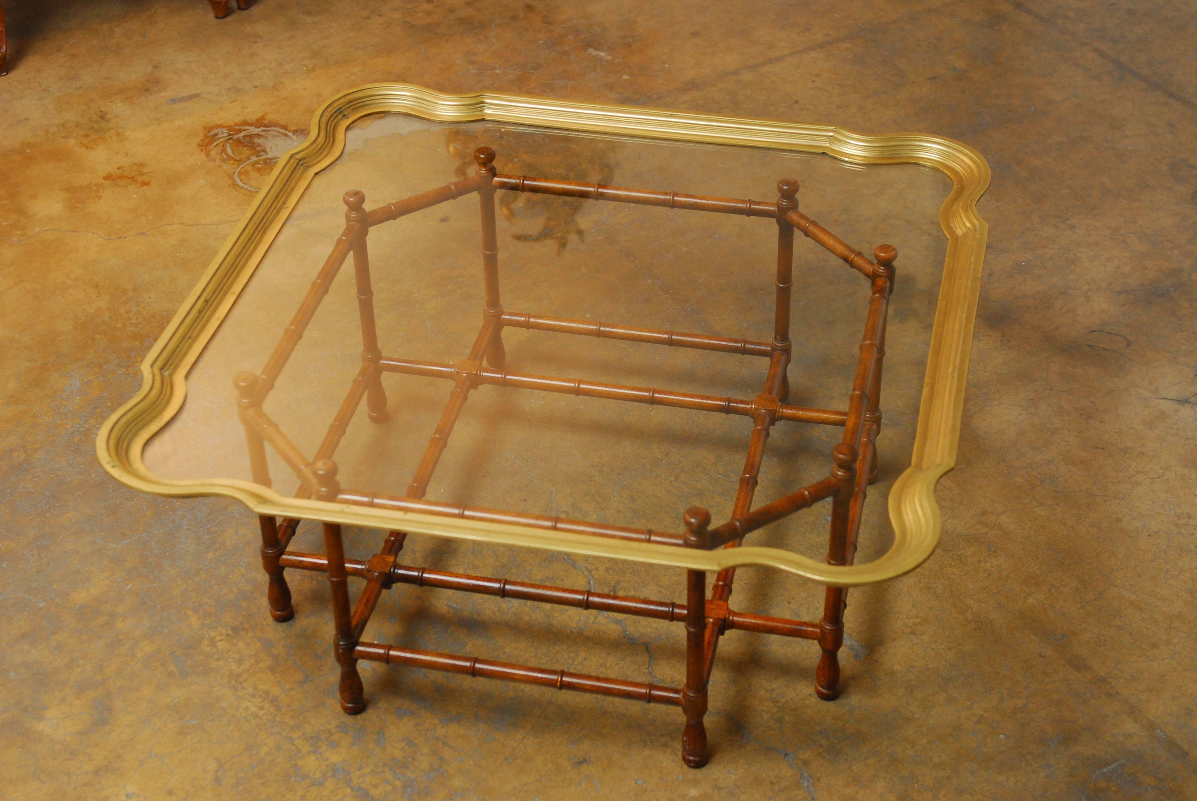 Baker Bamboo and Brass Tray Top Coffee Table 1