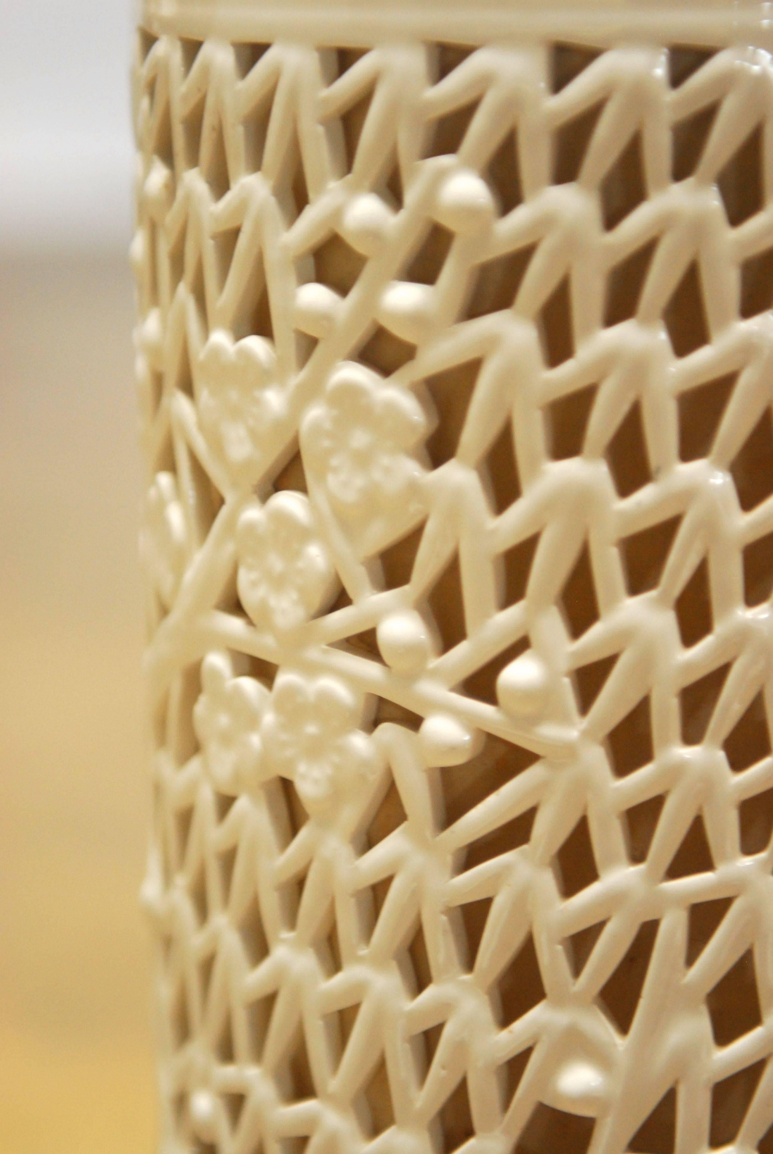 Fretwork Blanc De Chine Reticulated Porcelain Table Lamp