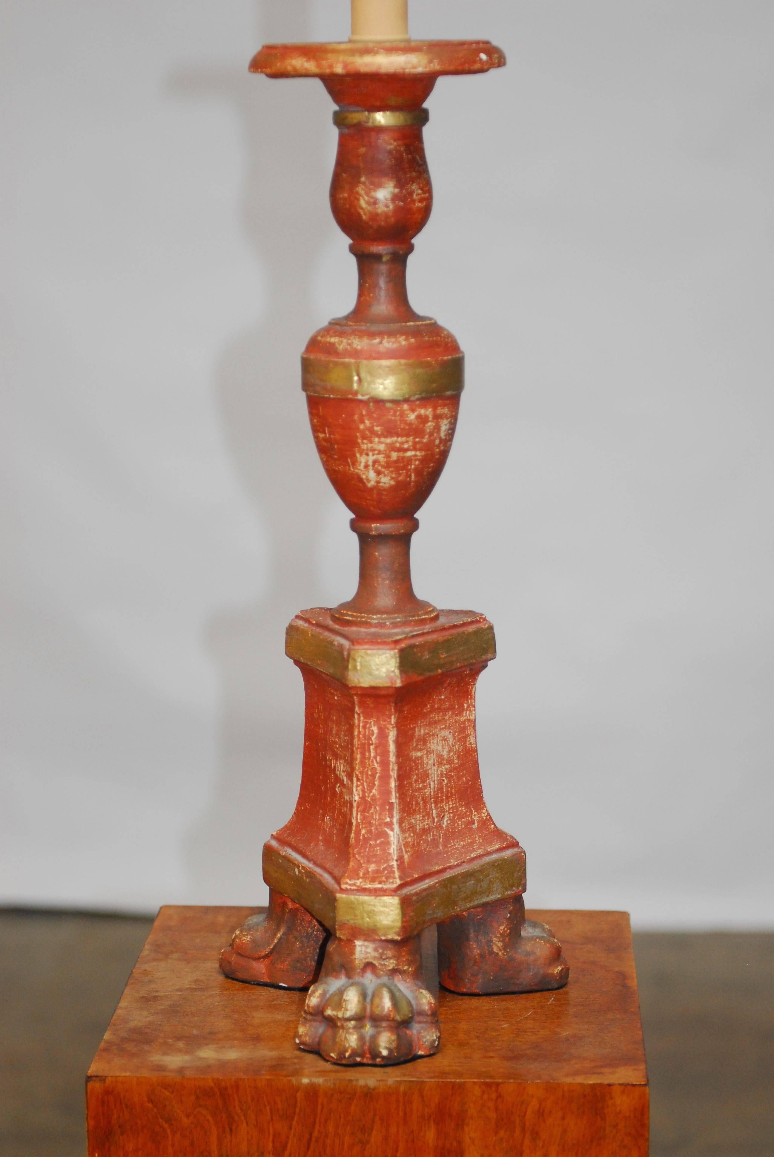 American Faux Wood Altar Candlestick Table Lamp