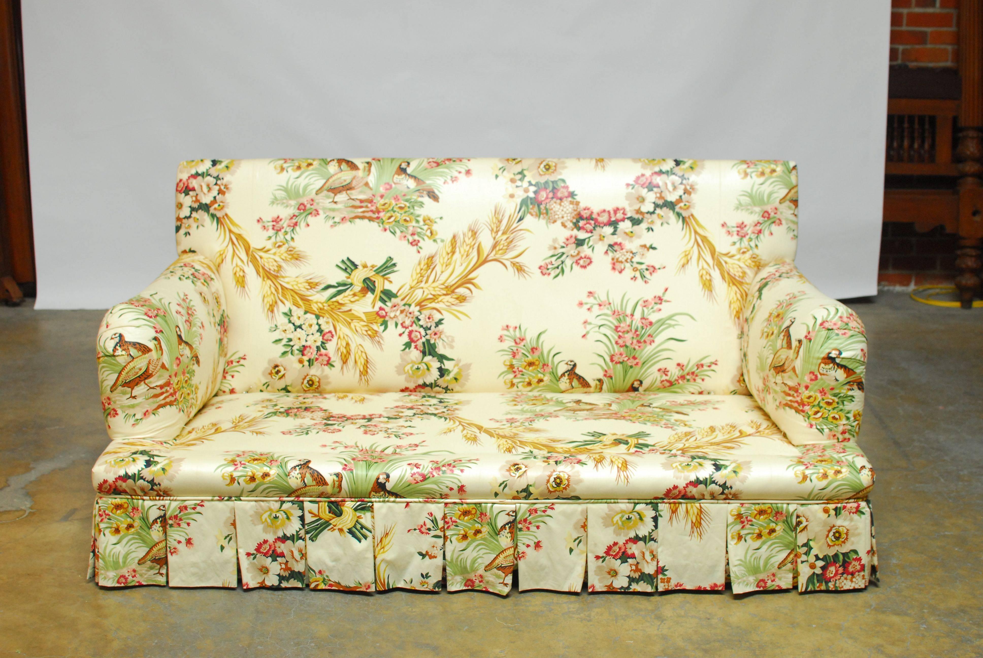 French Brunschwig & Fils Pheasant Toile Sofa In Excellent Condition In Rio Vista, CA