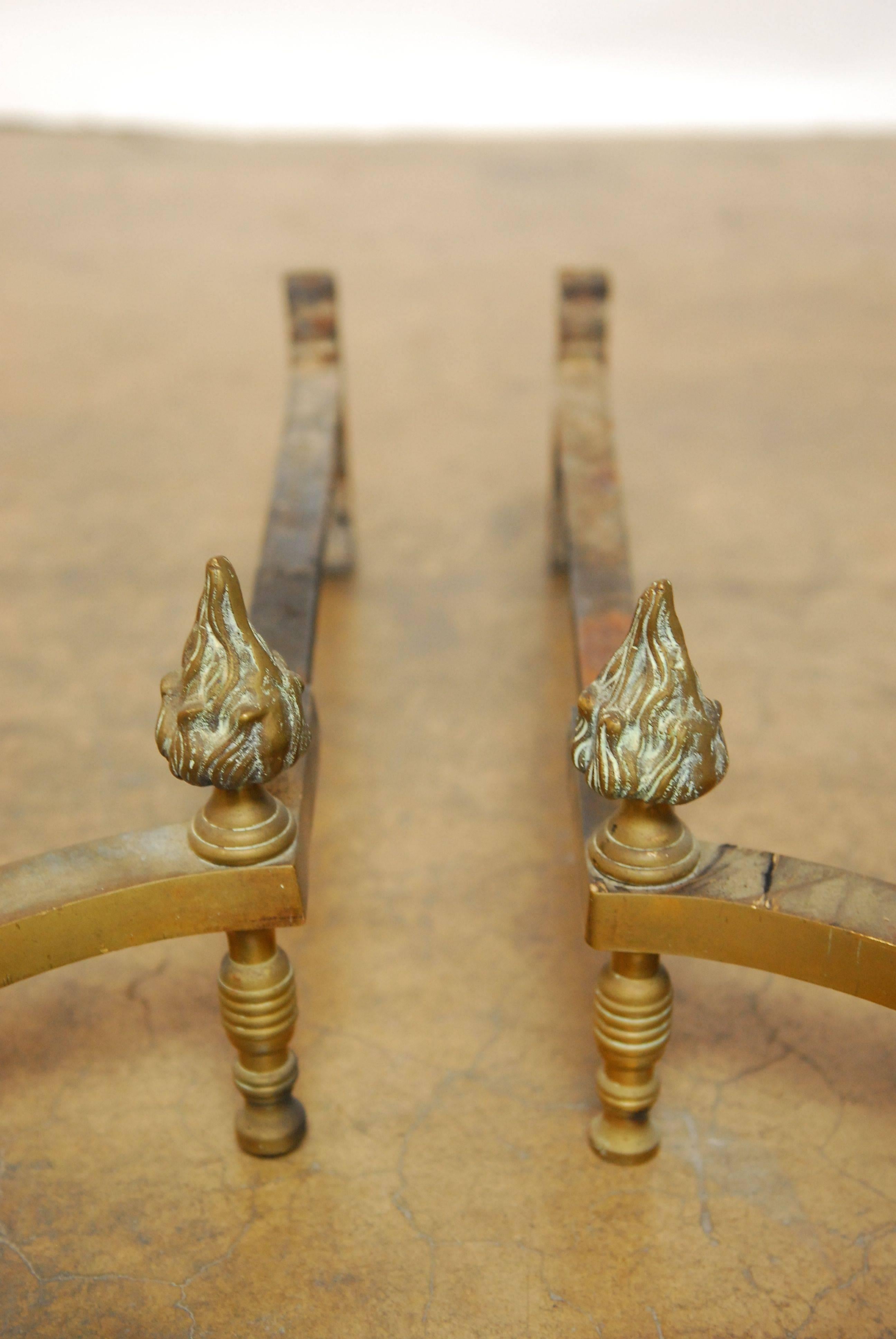 Pair of Monumental English Brass Andirons In Excellent Condition In Rio Vista, CA