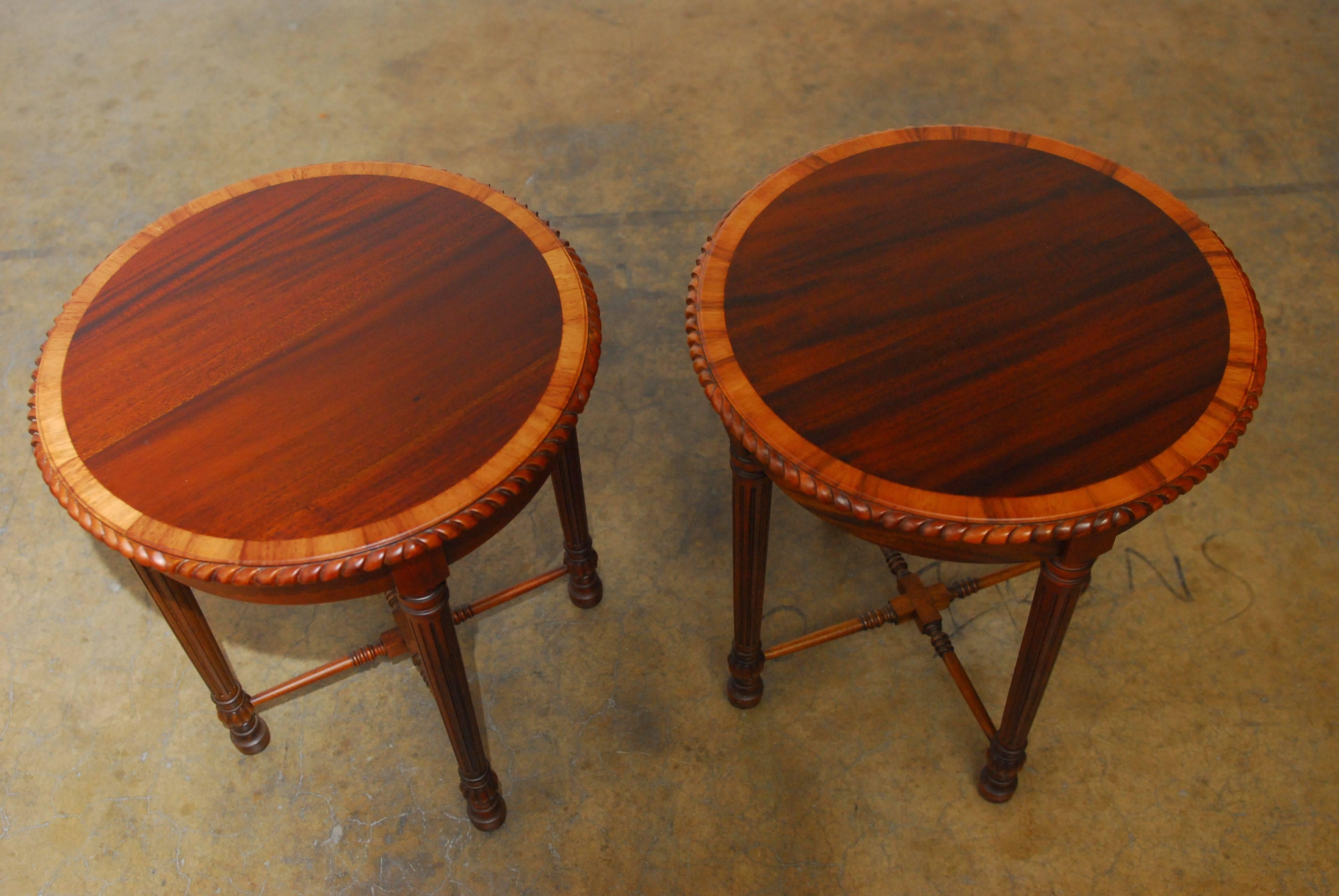 Hand-Carved Pair of Regency Carved Mahogany Gueridon Side Tables