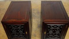 Pair of Chinese Carved Rosewood Bedside Cabinets