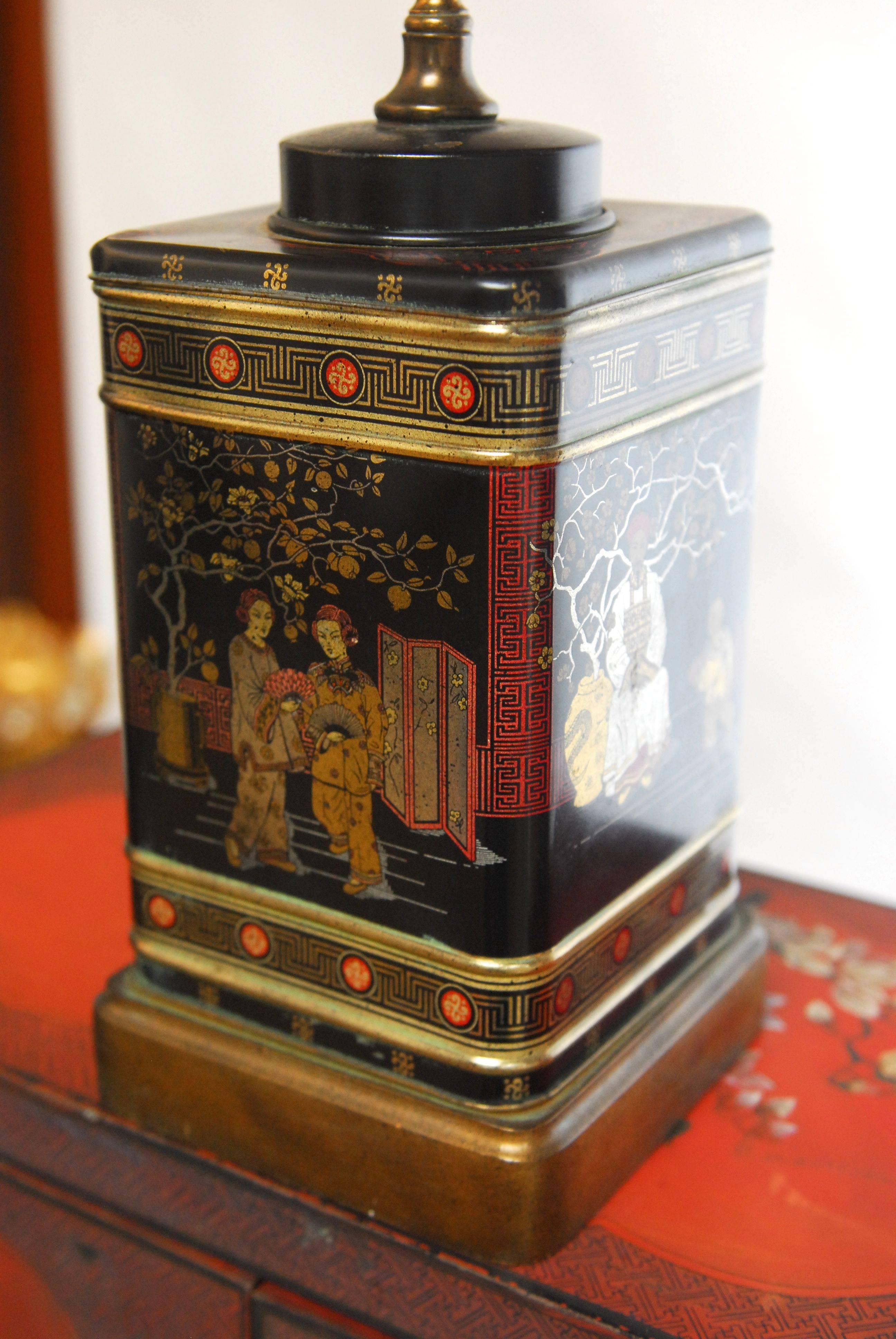 American Chinese Tea Canister Table Lamp by Frederick Cooper