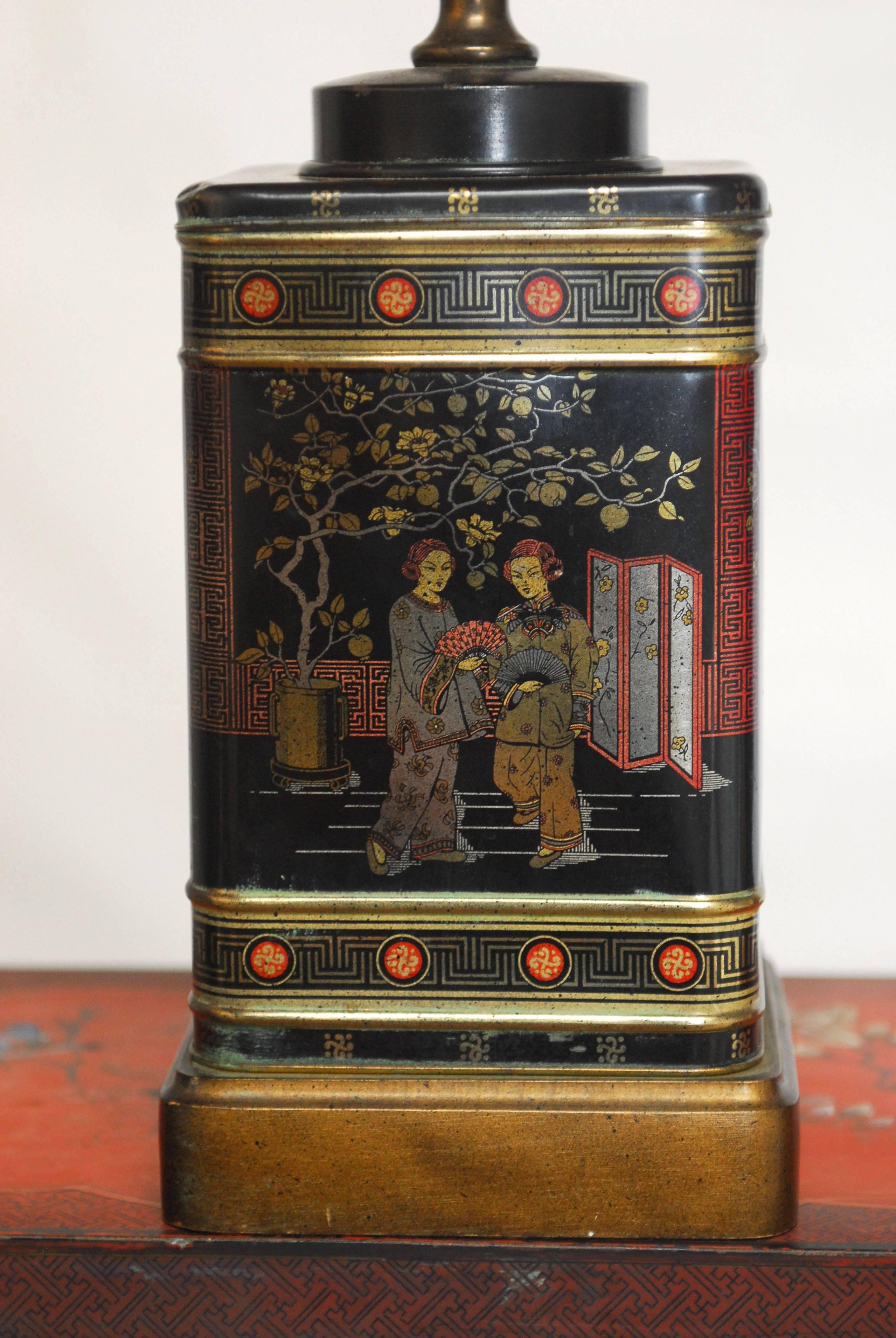 Chinese Tea Canister Table Lamp by Frederick Cooper In Excellent Condition In Rio Vista, CA