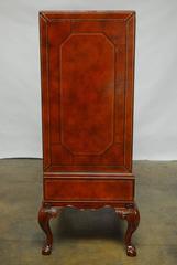 Maitland-Smith Tooled Leather Wrapped Armoire Cabinet