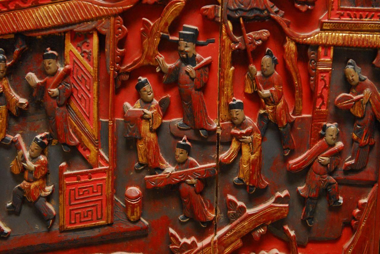 20th Century Chinese Lacquer Cabinet with Shrine Panel Doors