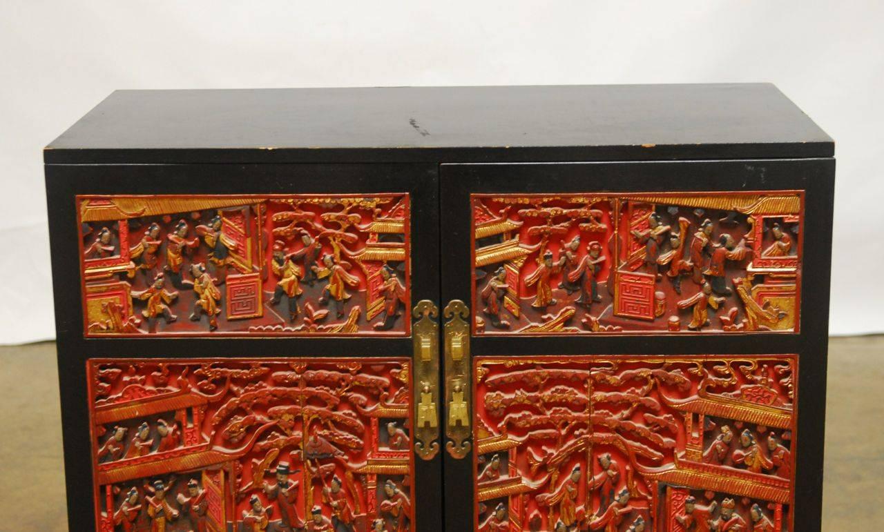 Chinese Lacquer Cabinet with Shrine Panel Doors 1