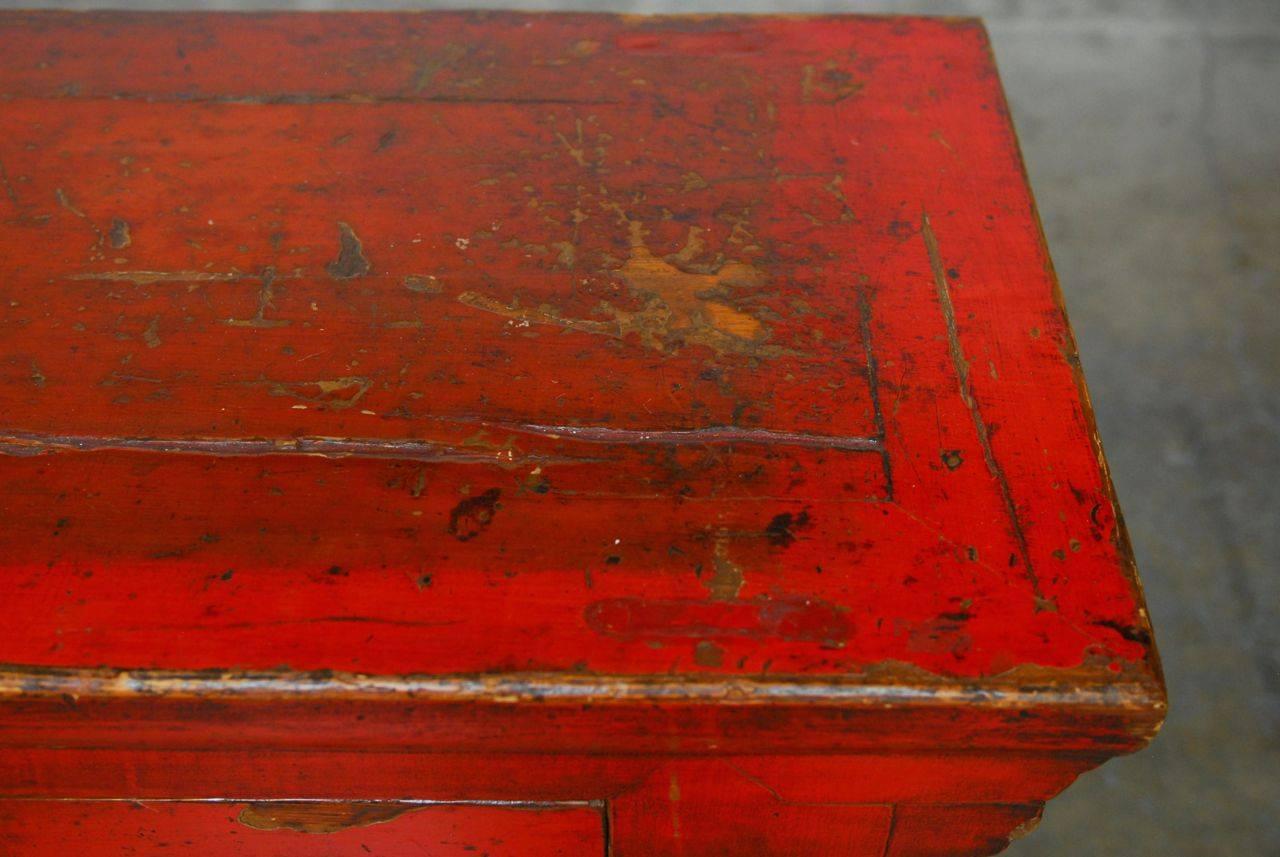 20th Century Chinese Red Lacquer Sideboard Console Table
