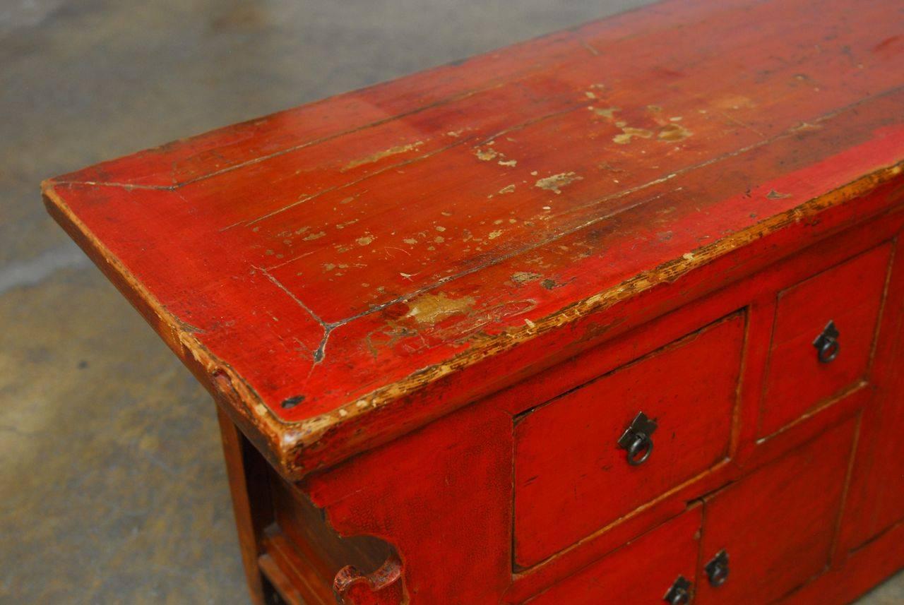 Chinese Red Lacquer Sideboard Console Table 1