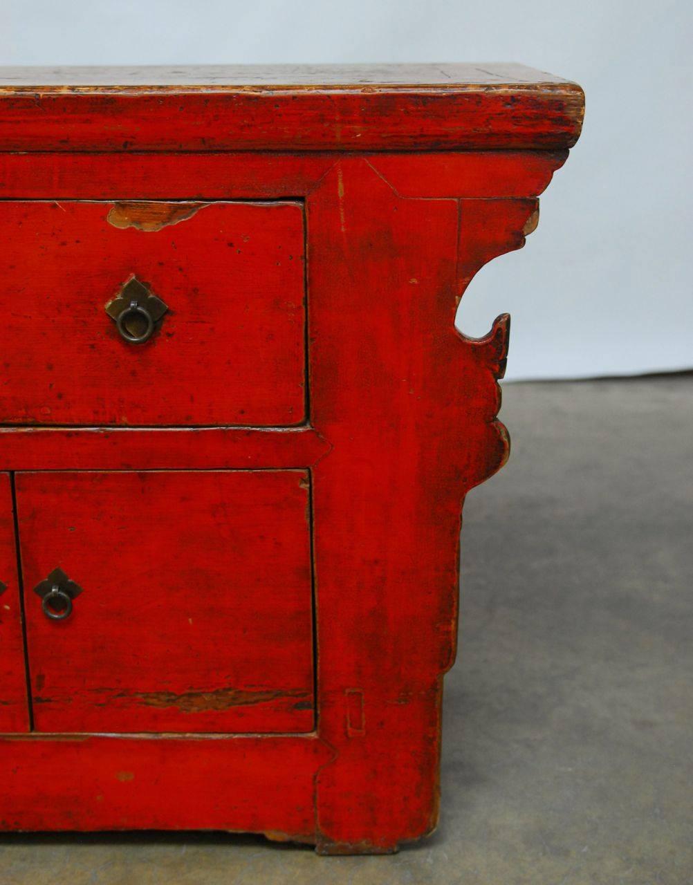 Chinese Red Lacquer Sideboard Console Table 2