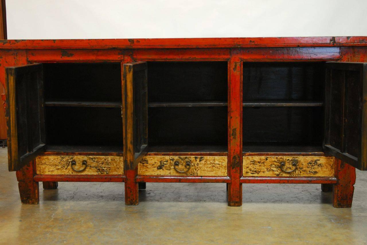 Hand-Carved Large Chinese Altar Sideboard Coffer