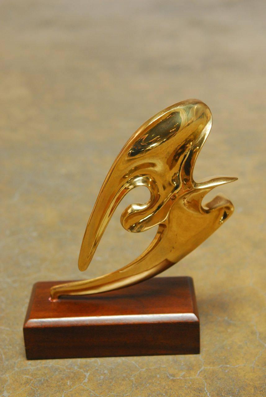 Mid-Century Modern Mid-Century Brass Seagull Sculpture on Stand