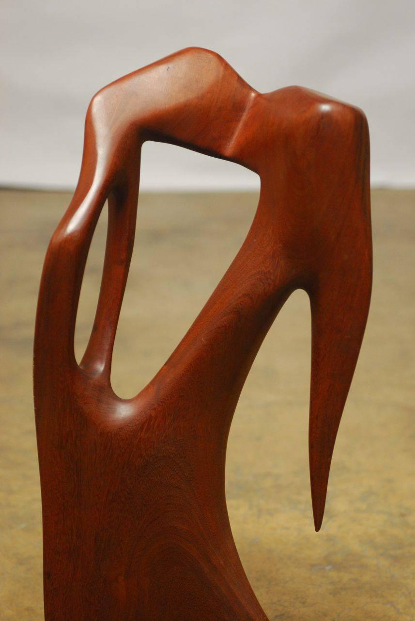 Mid-Century Modern Modernist Carved Ifit Wood Sculpture