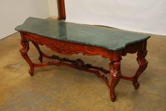 Monumental Louis XV Rococo Style Marble-Top Console Table