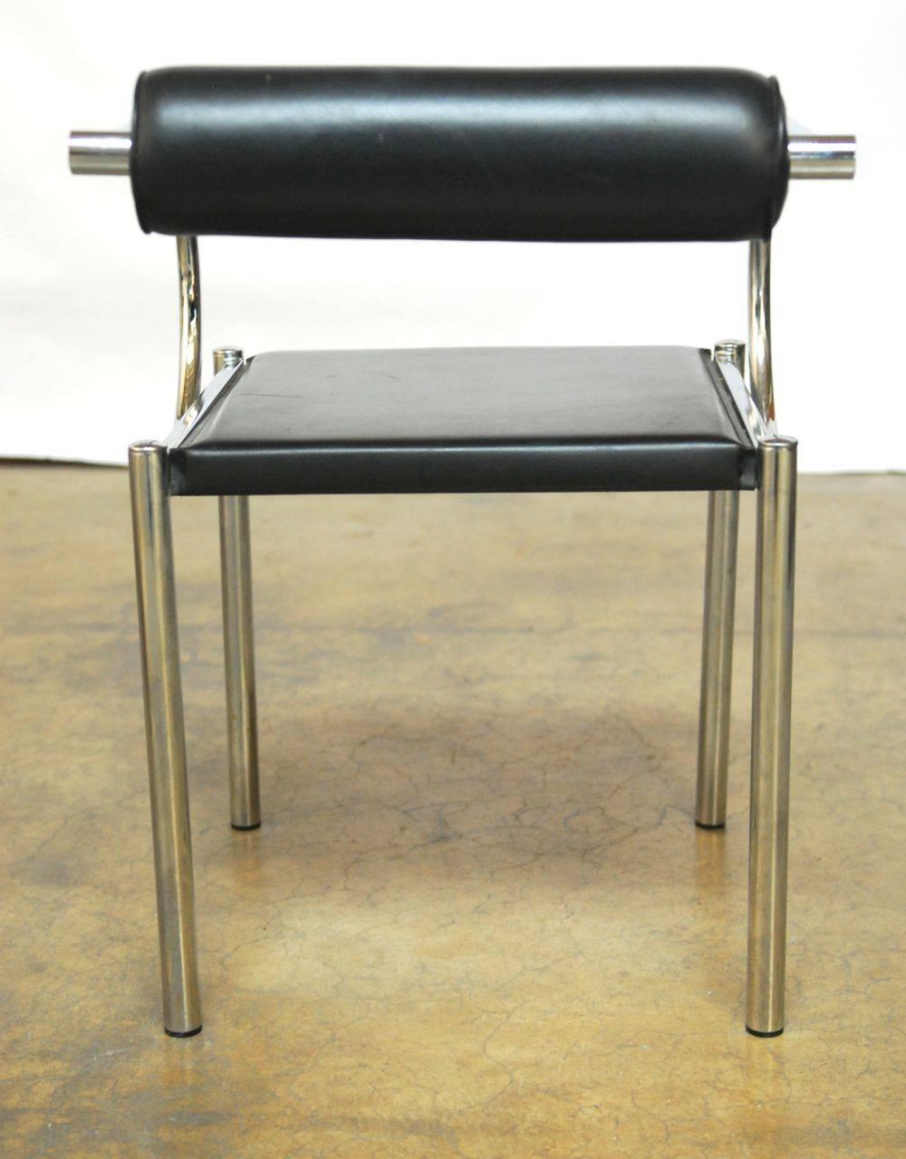 American Set of Six Mies van der Rohe Style Tubular Chrome Chairs