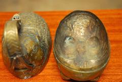 Pair of Hand-Wrought Indian Brass Elephant Form Censers