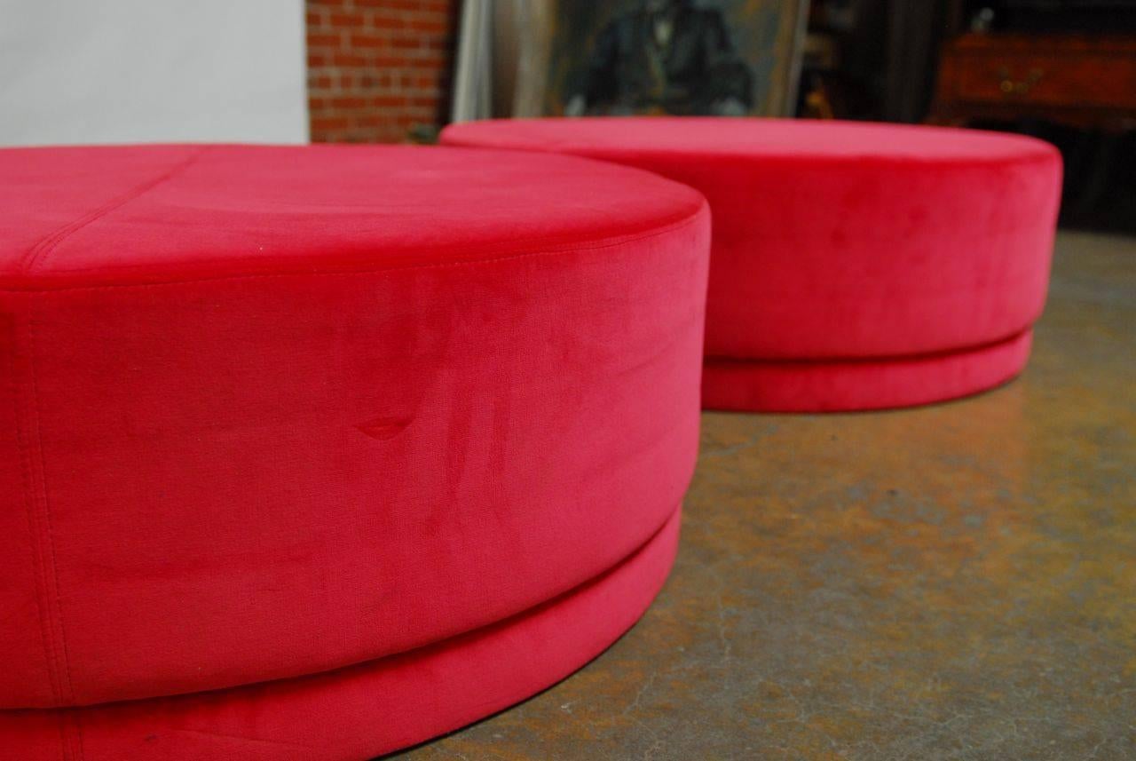 pink chesterfield footstool