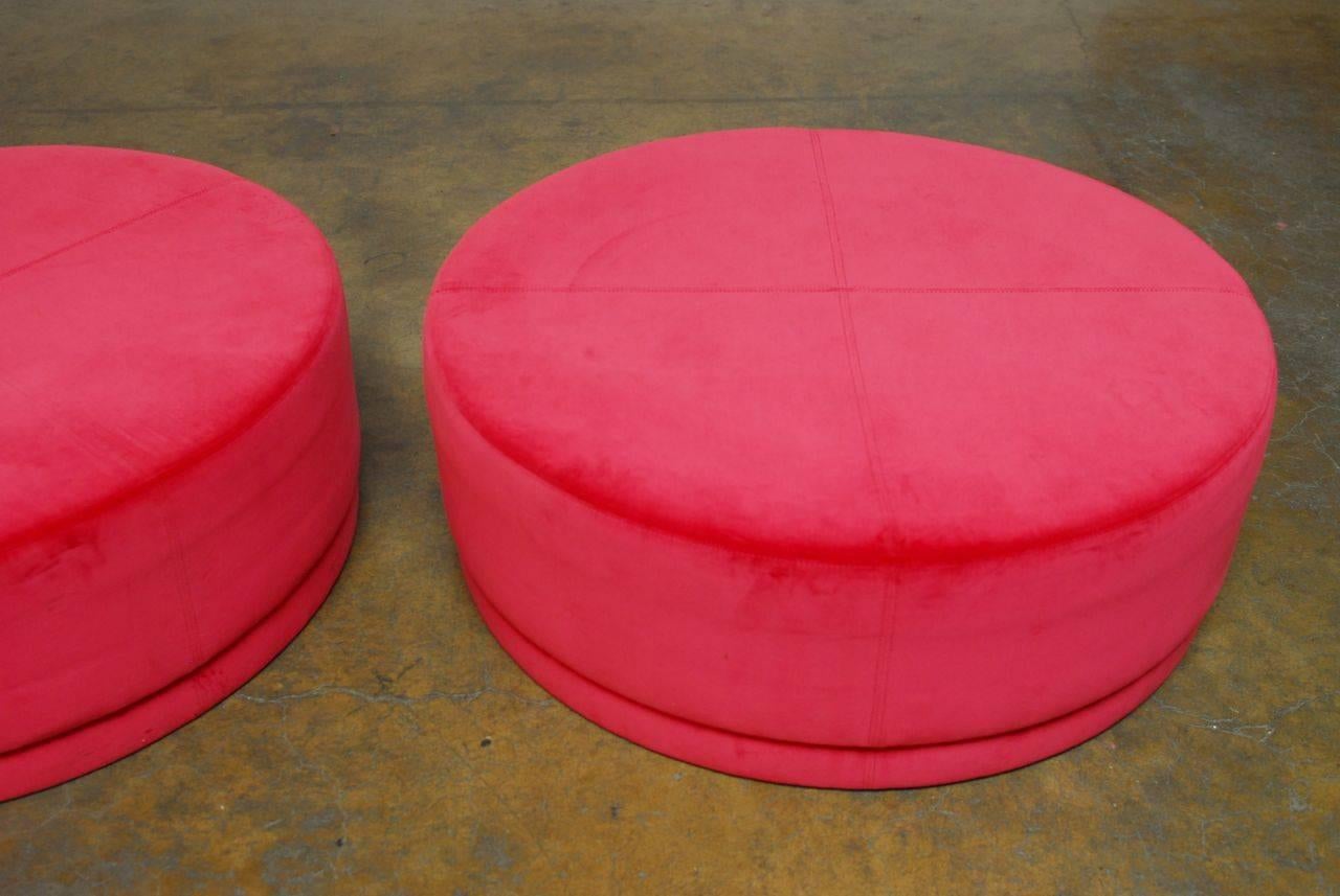 fuchsia velvet ottoman