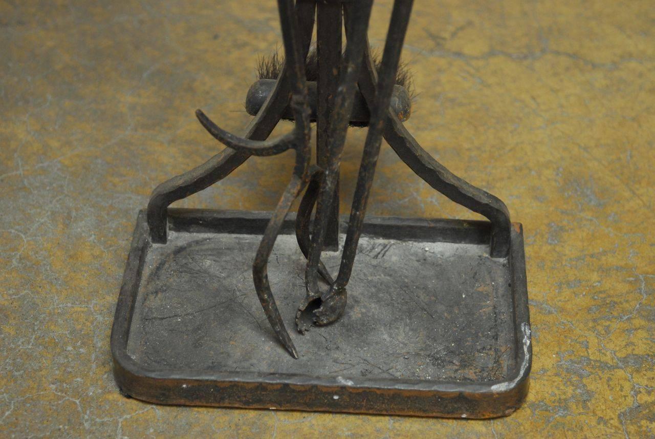 20th Century Monumental French Wrought Iron Fire Tool Set